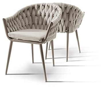 Destiny Sessel Molino 2er Set stapelbar, Aluminium + Rope, Taupe