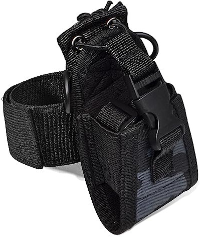 UAYESOK Radio Holder Holster, Walkie Talkie Pouch Multicam Molle Carry Case Tactical Bag with Arm Band & Shoulder Strap for Duty Belt Airsoft Radio GPS Motorola Baofeng Hytera Midland 2 Way Radio