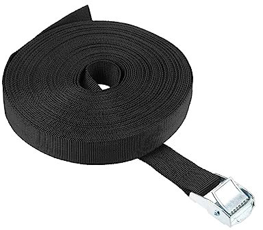 QUARKZMAN 12M x 25mm x 1.1mm Arrimage Sangle x 1 Pièce Réglable Sécurisé Sangles Haut Jusqu À 80Kg pour Kayaks et Cargo, [Noir]