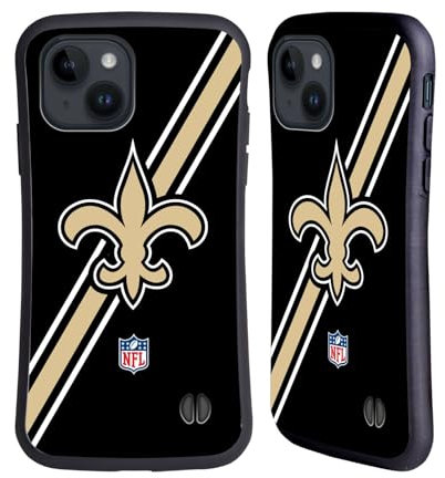 Head Case Designs Offizielle NFL Streifen New Orleans Saints Logo Hybride Handyhülle Hülle Huelle kompatibel mit Apple iPhone 15