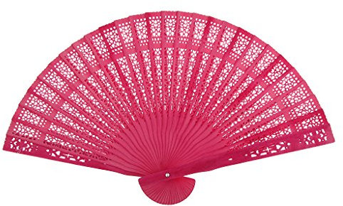 Abanico plegable para bodas y fiestas, diseño floral, color fucsia