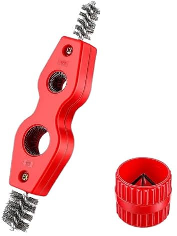 AVIMYA 4 In 1 Blau Farbe Draht Pinsel Entgraten Aluminium Rohr Reinigung Rohr Sanitär Teile Kupfer Reinigung Pinsel Rohr Rohr Entgrater (Color : Brush and Chamfer)