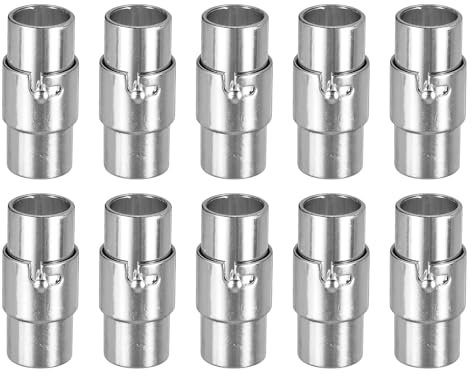 Sourcing Map Leather Cord End Clasp, 10pcs 6mm Hole Leather Clasps, Cord End Caps Closures for Jewelry Making DIY Crafts, Silver