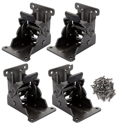 Cokritsm 4 PièCes CharnièRes Pliante Autobloquantess,Raccord De Jambe Pliable,CharnièRe Pliante Autobloquante De 90 DegréS, CharnièRes De Support Autobloquantes Noir