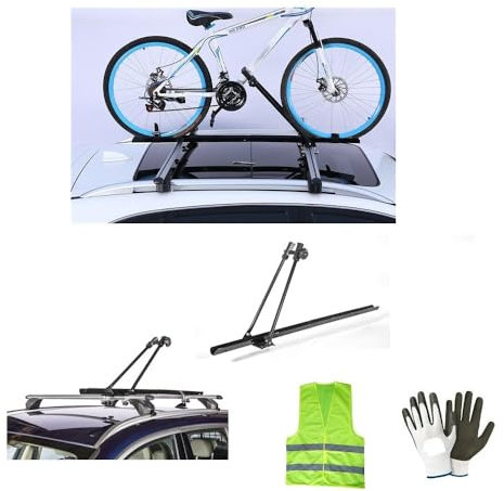 COMPATIBILE CON FIAT PANDA CROSS PORTABICI PER BARRE PORTATUTTO 1 PORTA BICICLETTE PER PORTABAGAGLI TETTO AUTO IN ACCIAIO PESO MAX 15KG RUOTE BICI 55MM SISTEMA FISSAGGIO TIPO U