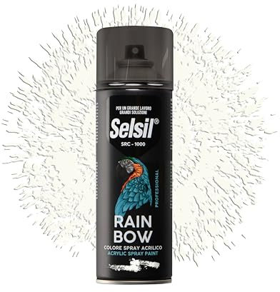 DETERMONDO SELSIL Bomboletta di Vernice Spray Acrilica Colore Ral 9010 Bianco Opaco 400ml Bombolette Spray Colorate Multiuso per Interni ed Esterni, Adatto a Qualiasi Superficie