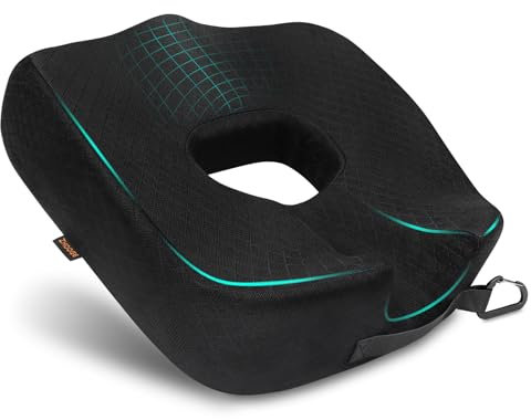 ZHOOGE Orthopädisches Sitzkissen, Donut Kissen, Memory Foam Steißbeinkissen, Hämorrhoidenkissen für Bürostuhl, Hämorrhoiden Sitzkissen Sitzring für Büro, Auto und Heimstühle, B-Schwarz, Groß