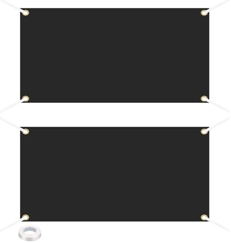 PATIKIL Großer schwarzer leerer Banner und Schilder 2 x 4 Fuß, 2er-Set Polyesterstoff-Sublimationsbanner mit Aufhängeseil für Geschäfte im Freien, bemalbarer DIY-Bannerschild.