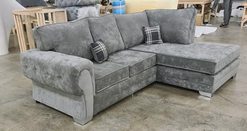 Verona Corner Scatterback | L Shape Sofa | Left Hand Facing Right Hand Facing | Grey Fabric Mink Fabric (Highback, Right Hand Facing)
