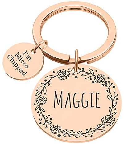 Personalised Dog Tags, Stainless Steel Pet ID Tag, Cat & Dog Collar Charm, up to 5 Lines of Custom Text, Double Sided Engraved Lightweight Sturdy Dog Name Tags for Pets Puppy Cat(Rose Gold)