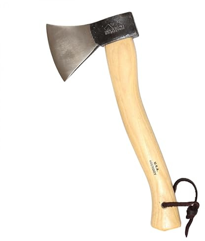 PRANDI German Hatchet 1.76lb - Hickory Handle 14.97in with Leather String - Ideal for Camping and Bushcraft - Made in Italy