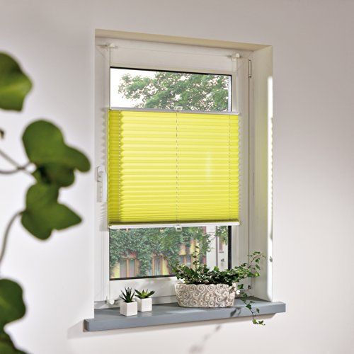 Liedeco® Plissee verspannt mit Klemmträger; 75 x 220 cm grün (BxH); lichtdurchlässig blickdicht stufenlos verstellbar; leichte Montage ohne Bohren; Klemmen am Fenster; KlemmfixPlissee als Sonnenschutz