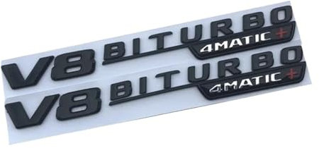 ALMVIS 3D ABS Schwarz Auto Kotflügel Aufkleber V8 BITURBO Hinten Stamm Emblem Aufkleber Logo GLE63S Abzeichen Fit for Mercedes AMG GLE 63 S W167 W166 C292 Auto-Logo-Aufkleber(V8 Matte Black 2Pcs)