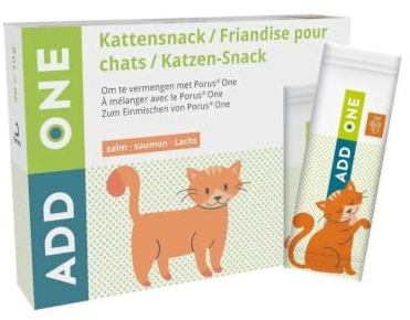 Porus Add One | Geschmacksrichtung Lachs | 30 x 10 g | Ergänzungsfuttermittel für Katzen | Leckerer Verwöhn-Snack zum Einmischen von Porus One
