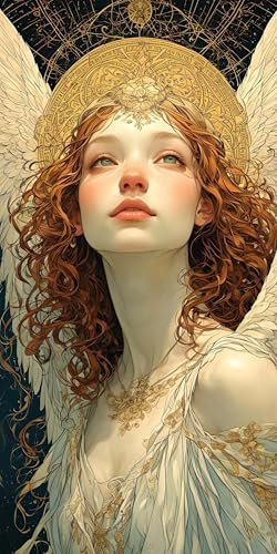 WEEPEF Malen Nach Zahlen Erwachsene, DIY Handgemalt Ölgemälde Leinwand Kits mit 6 Pinsel und Acrylpigment, Malen-Nach-Zahlen Erwachsene Groß Diy ölgemäLde Kit für Anfänger,35x70cm (Engel Frau) Y-4569