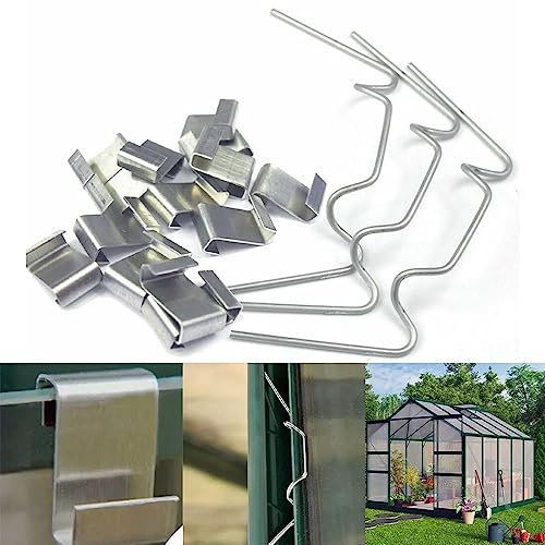 Gewächshaus-Glas-Clips, geeignet für 3 mm oder 4 mm Glas, stark und (50 Stück x B-Clips)