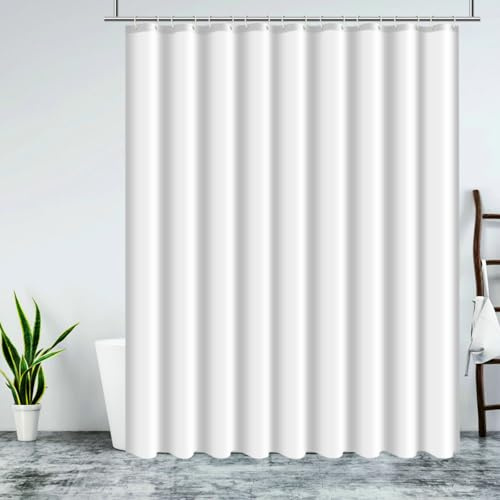 Daesar Duschvorhang 260x200, Duschvorhang Beschwerer Saum Badvorhang Antischimmel Modern Weiß, Badewannenvorhang Shower Curtain