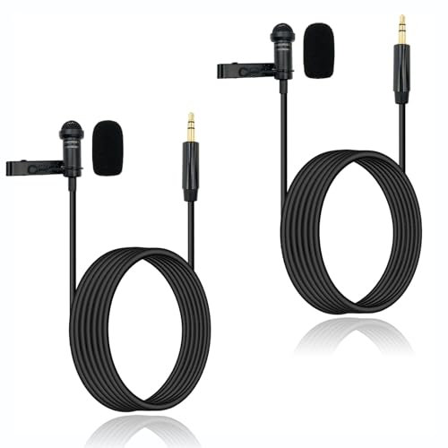SPTSSWET Confezione da 2 microfoni Lavalier per trasmettitore wireless DJI Mic 2, per Rode Wireless GO II 2/Wireless Pro, microfono a condensatore omnidirezionale con clip per YouTube Live Streaming