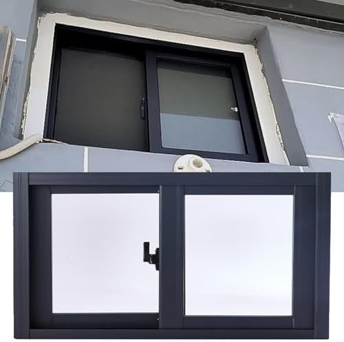 Finestre scorrevoli orizzontali nere con schermo di blocco doppio pannello montaggio a filo per casa mobile seminterrato dimensioni personalizzate 99,1 x 45,7 cm
