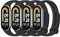 Amzpas 4 Pièces Bracelet pour Xiaomi Mi Band 8, Bracelet en silicone souple et confortable pour Xiaomi Mi Band 8, Noir+Noir+Noir+Noir