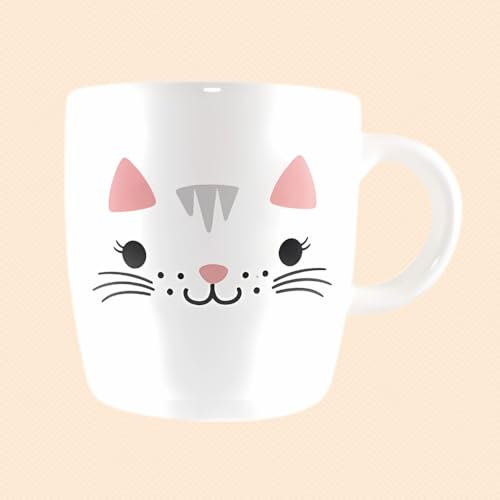 FabFinds Hugga Mug with Initials Classic Ceramic Mug Large Gift Coffee Cups 330ml (Cute Cat)