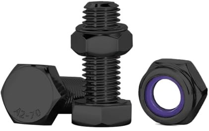 Drenky Bulloni e Dadi M8, 10 Pezzi Bulloneria Bulloni E Dadi M8 X 16 mm Set Di Viti con Dadi Autobloccanti Acciaio Inox A2 V2A Set Di Dadi E Bulloni Per Macchinari, Mobili, Stampa 3D, Navi, Nero