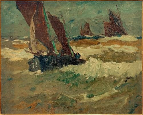 OuDeZjzhu Imagen de Lienzo Modernos Cuadro Pintura Sobre Lienzo Vintage Aguamanil en el Elba de Leonhard Sandrock para la Decoración del Hogar del Dormitorio 60x90cm