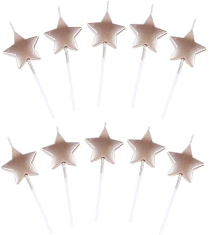 JJiaoLinin Sternform Geburtstagskerzen,10 Stück Sternform Geburtstagskerzen Cake Topper Dekorationen Geburtstagskerzens Metallisch Kuchen Kerzen für Dekorative Geburtstagstorte, Party,Champagner