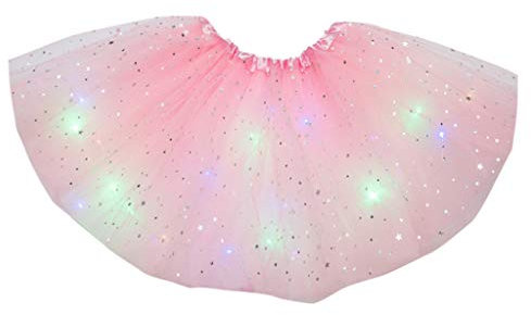 Tüllrock Blau, Tüllrock Mit Lichterkette Mädchen Karneval Kostüm - Lichter Tütü Rock Pailletten Ballettrock Prinzessin Tanzrock Stern Tanzkleid Balletttanz Leuchtend Rock Kurz Dress