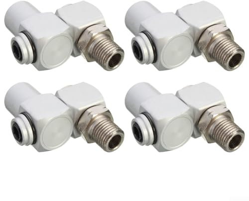 Lot de 4 connecteurs de tuyau d'air pivotants à 360°, adaptateur NPT en aluminium de 6,35 mm pour outils pneumatiques, raccord rotatif argenté de 12,5 mm