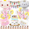 Katzen Deko Geburtstag,Katze Luftballons 50 Pcs,Katzen Kindergeburtstag Party Deko Mädchen,Katze Thema Helium Ballons,Haustier Katze Geburtstagsdeko,Katzenkopf Folienballon Dekoration