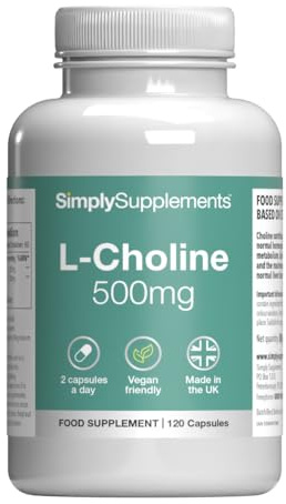 L-Choline 500mg | 120 Vegan Capsules | 2 Months' Supply | Supports normal lipid metabolism, liver function & homocysteine metabolism | UK made