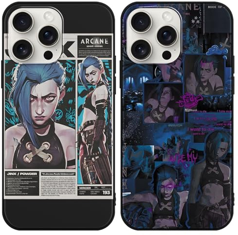 TBNMBGY 2 Stück Schwarz Handyhülle für iPhone 13 iPhone 14 6,1 Hülle,Cartoon Anime Aesthetic Game Muster Ganzkörper Handyhülle mit Seidig-Weicher Berühren,Stoßfest Schutzhülle,Black