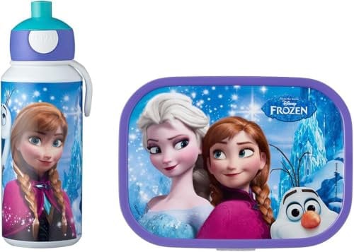 Mepal | Lunch-Set Campus | Lunch-Set für Kinder mit Pop-up Trinkflasche & Lunch Box | Lunch-Set für die Schule oder unterwegs | Spülmaschinenfest & BPA-frei | 400 ml + 750 ml | Frozen Sisters Forever