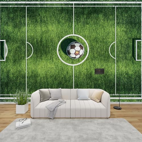 GEDAEUBA Papier Peint Panoramique Stade de Football, Papier Peint Intissé Motif Sport Enfant, Tapisserie Panoramique Salon, Décoration Murale Chambre, 350x256 cm