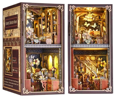 ETKVR Book Nook Kit - DIY 3D Puzzle Buchstütze Booknook Miniatur Puppenhaus | Miniatur Haus mit LED Licht, Modellbausätze Bücherregalen Dekoration Kreative Geschenk für Erwachsene