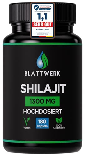 Shilajit Kapseln hochdosiert- 3 MONATE VORRAT - 180 Kapseln - 1300 mg/Tag | Mumijo Shilajit original - Reich an Fulvin- & Huminsäure - Schwermetall & Laborgeprüft in DE – ohne Zusätze - Clean Label