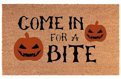 Cost Wise Halloween Doormat 60cmx40cm Pumpkin & Cat Styles, Spooky, Non-Slippery Heavy Duty Stylish Mat, Indoor & Outdoor Coir Door Mats (Come In For A Bite M)