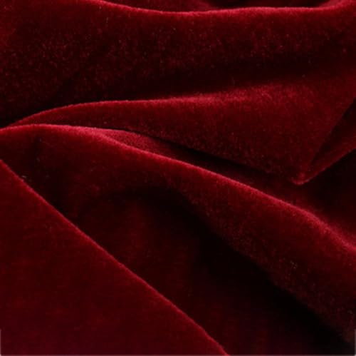 Vayliro 1m x 2m Samtstoff Meterware Vorhangstoff Bekleidungsstoffe Samt Stoff Pannesamt Stoff Dekostoffe für DIY Nähen Kunsthandwerk Kissen Kleid Bühnentuch Hintergrundtuch Tischdecken,Weinrot