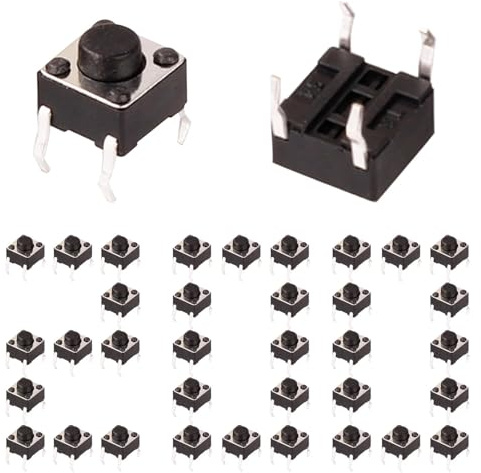 200 Stück 4-pin Tact Button Schalter 6x6x5mm | PCB Momentary Tactile Tact Push Button Switch SPST Miniature/Mini/Micro/Small PCB
