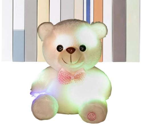 Cute Led Night LightBear - 8 Inch Stuffed Animal, Colorful Soft Animal Kids Companion Girls Adults Home Bedroom | Sleep Aid Plush Friend, Nursery Glow Toy, Reading Nook Companion, Mood Light