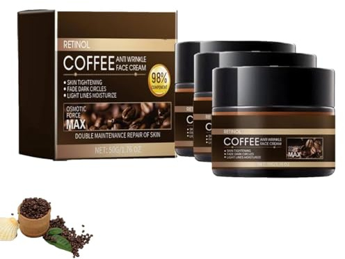 Hydrating Retinol Caffeine Anti Wrinkle Cream,Kaffeeöl Creme Gegen Falten,Koffein Gesichtscreme,Retinol Creme Gesicht,Anti-Aging Pflege Gegen Falten,Die Haut Tief Reparieren (3PC)