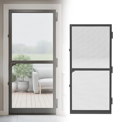 UISEBRT Mosquitera para puerta con marco de aluminio, tejido de fibra de vidrio, 95 x 210 cm, color negro