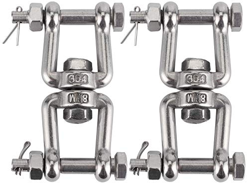 AurSoltriad 2Pcs Anchor Swivel Shackle, 304 Stainless Steel Rotating Ring Connector with Safety Lock, Marine Grade Anti - Swivel for Boat Anchor Lines and Ground Tackle