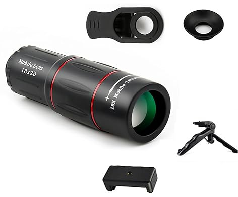 Professional 18X Telephoto Telescopic Lens Fit for Phone Clear Shots from a Distance with High Powered Cellphone Camera Kits Fisheyes Tripods Shutter Lenses Tripods with Clip