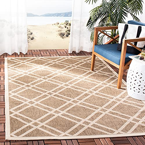 SAFAVIEH Washable Rug Outdoor Courtyard Collection - 2'7 x 5', Brown & Bone, Non-Shedding & Easy Cleaning, Ideal for Patio, Backyard, Mudroom (CY6923-242)