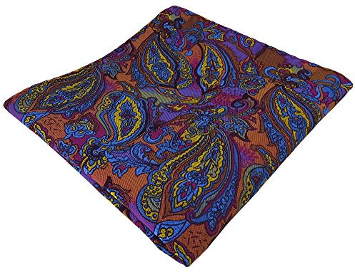 TigerTie Designer Einstecktuch in violett gold blau kupfer mehrfarbig Paisley gemustert - Kavalierstuch Pochette Stecktuch