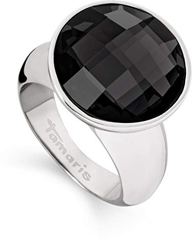 Tamaris Damen-Ring Jane Edelstahl Glas schwarz Gr. 54 (17.2) - A03510063