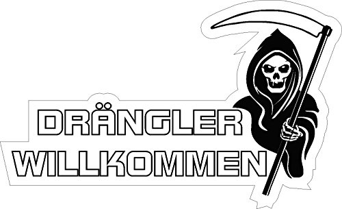 NetSpares 1 x Aufkleber Drängler Willkommen Sensenmann Sense Sticker Autoaufkleber Fun Gag