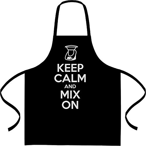ENDLICH ALS SCHÜRZE Keep Calm and Mix On - Motiv für Thermomix Liebhaber Top Qualität Kochschürze, Grillschürze, Latzschürze One Size Schwarz